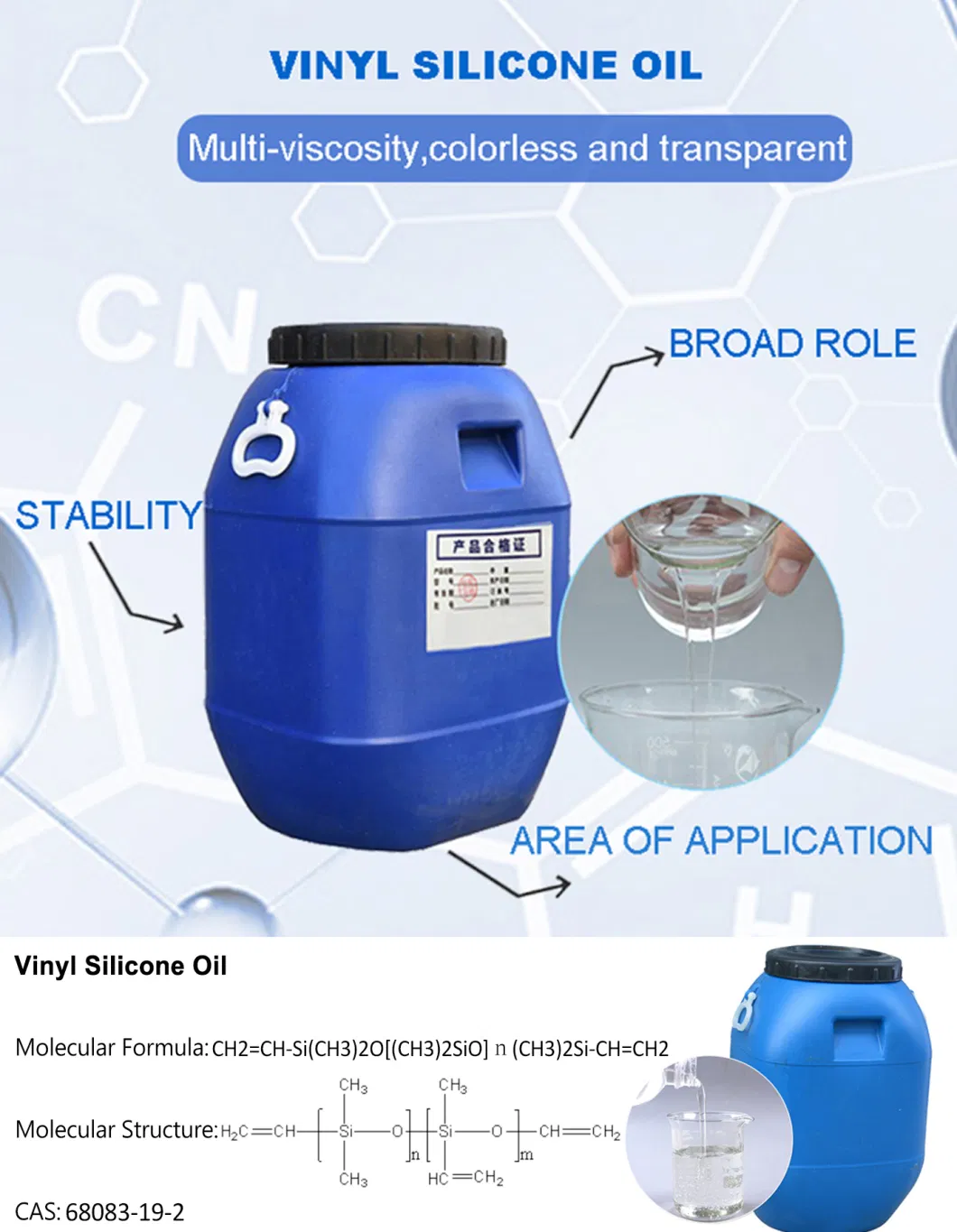 Improve Thermoplastic Extrusion Good Thermal Stability Vinyl Terminated Silicone Oil Viscosity 250 Cst as a Plasticizer